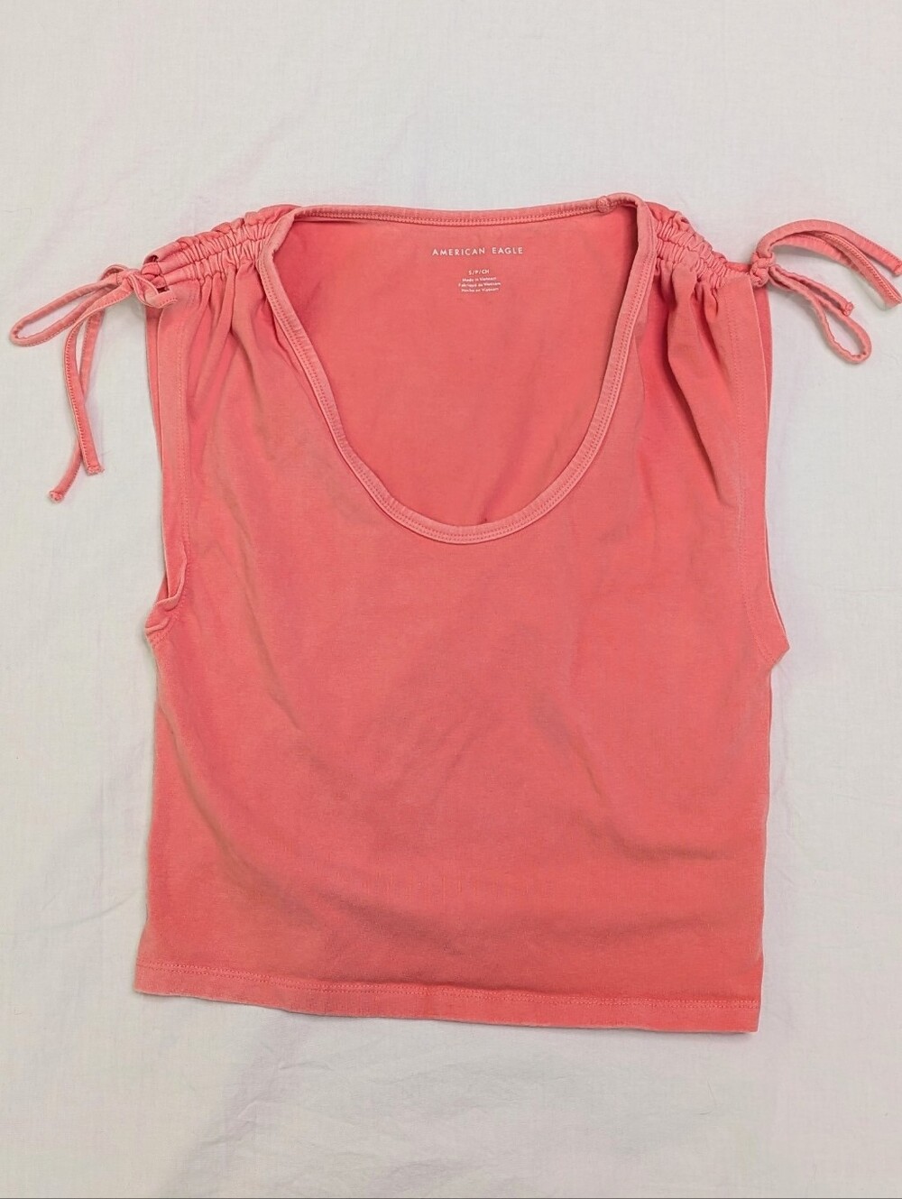 American Eagle Crop Top Women's Small Coral Sleeveless Y2K Coastal Summer